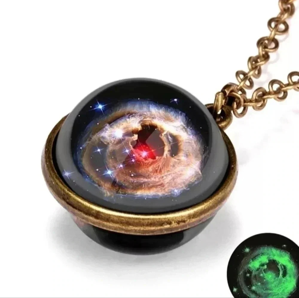 Galaxy Space Planet Glass Necklace